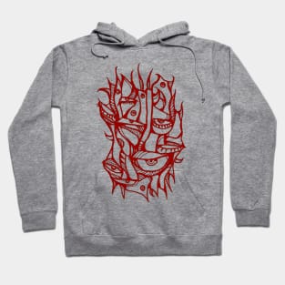 Abstract lines surreal magic eyes 3D red Hoodie